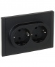 Розетка 2-м СП FORTE&PIANO FP123 16А с заземл. защ. шторки безвинт. крепл. черн. IEK FP-R24-16-1-K02 FP-R24-16-1-K02