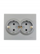 Розетка 2-м СП VESNA с заземл. со шторками ПБТ платина LEZARD 742-3500-178B 742-3500-178B
