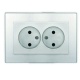 Розетка 2-м СП Афина 16А IP20 без заземл. в сборе серебр. Universal A0102-S A0102-S