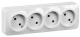 Розетка 4-м ОП GLORY РС24-2-ХБ 10А без заземл. бел. IEK ERH40-K01-10 ERH40-K01-10