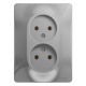Розетка 2-м СП Glossa 16А IP20 без заземл. в сборе алюм. SE GSL000320 GSL000320