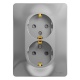 Розетка 2-м СП Glossa 16А IP20 с заземл. защ. шторки в сборе алюм. SE GSL000326 GSL000326