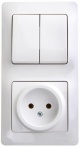 Блок комбинированный Glossa (розетка + 2-кл. выкл.) бел. SE GSL000172 GSL000172