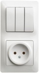 Блок комбинированный Glossa (розетка + 3-кл. выкл.) бел. SE GSL000176 GSL000176