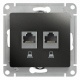 Розетка компьютерная 2-м Glossa RJ45 кат.5E механизм антрацит SE GSL000785KK GSL000785KK