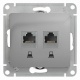 Розетка компьютерная 2-м Glossa RJ45 кат.5E механизм алюм. SE GSL000385KK GSL000385KK