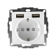 Розетка 1-м СП AtlasDesign 16А IP20 с 2-мя заряд. устройствами USB тип A+A 5В/2.4А 2х5В/1.2А механизм бел. SE ATN000130 ATN000130
