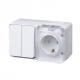 Блок ОП AtlasDesign Profi54 (розетка 16А 250В с заземл. защ. шторки + 2-кл. выкл. 10А) IP54 бел. SE ATN540174 ATN540174