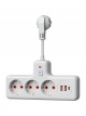Удлинитель с сетевым фильтром 3х0.3м 10А 2USB + 1USBC 2500Вт ПВС 3х1 компакт бел. КОСМОС FRKsm0.3m-3g(W)USB FRKsm0.3m-3g(W)USB