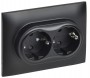 Розетка 2-м SKANDY 16А с заземл. защ. штроки в сборе SK-R07Bl черн. IEK SK-R24-16-K02-F SK-R24-16-K02-F