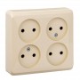 Розетка 4-м ОП Этюд 16А IP20 250В без с заземл. без защ. шторок крем. SE PA16-205K PA16-205K