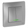 Выключатель 2-кл. СП Blanca 10А IP20 (сх. 5) 250В с подсветкой алюм. SE BLNVS010513 BLNVS010513