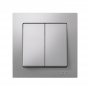 Выключатель 2-кл. СП AtlasDesign 10А IP20 (сх. 5) 10AX в сборе алюм. SE ATN000352 ATN000352
