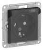 Розетка 1-м СП AtlasDesign Aqua 16А IP44 с заземл. защ. шторки с прозр. крышкой механизм карбон SE ATN441046 ATN441046