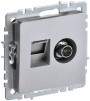 Розетка компьютерная + телевизионная 2-м Brite РТВ/РК12-БрА RJ45 кат.5E + TV алюм. IEK BR-AK20-1-K47 BR-AK20-1-K47
