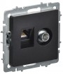 Розетка компьютерная + телевизионная 2-м Brite РТВ/РК12-БрЧ RJ45 кат.5E + TV черн. IEK BR-AK20-1-K02 BR-AK20-1-K02