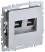 Розетка компьютерная двойная СП RJ45 кат.5E BRITE РК10-2-БрА алюм. IEK BR-K20-1-K47 BR-K20-1-K47