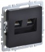 Розетка компьютерная двойная СП RJ45 кат.5E BRITE РК10-2-БрЧ черн. IEK BR-K20-1-K02 BR-K20-1-K02