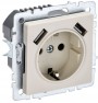 Розетка BRITE РЮш10-1-БрКр 16А с USB A+A 2.1А с заземл. защ. шторки беж. IEK BR-R14-16-U21-D21-K10 BR-R14-16-U21-D21-K10