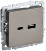 Розетка BRITE USB A+C 18Вт РЮ11-1-БрШ шампань IEK BR-U22-018-K37 BR-U22-018-K37