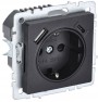 Розетка BRITE РЮш11-1-БрЧ 16А с USB A+C 18Вт с заземл. защ. шторки черн. IEK BR-R14-16-U22-018-K02 BR-R14-16-U22-018-K02