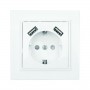 Розетка 1-м СП Минск 16А IP20 с заземл. защ. шторки с 2-мя заряд. устройствами USB 2.1А бел. EKF ERR16-028-100-2USB ERR16-028-100-2USB