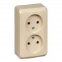 Розетка 2-м ОП Этюд 16А IP20 250В без заземл. без защ. шторок крем. SE PA16-005K PA16-005K