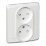 Розетка 2-м СП Этюд 16А IP20 250В без заземл. защ. шторки бел. SE PC16-006B PC16-006B