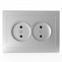 Розетка 2-м СП Pixel 16А IP20 без заземл. в сборе алюм. TOKOV ELECTRIC TKE-PX-R2F-C03 TKE-PX-R2F-C03