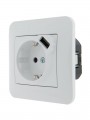 Механизм розетки 1-м СП Karina 16А с заземл. + USB разъем бел. LEZARD 707-0288-181 707-0288-181