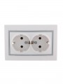 Розетка 2-м СП Mira 16А IP20 с заземл. с сер. вставкой керамика бел. LEZARD 701-0215-127 701-0215-127