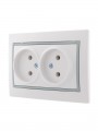 Розетка 2-м СП Mira 16А IP20 без заземл. с сер. вставкой керамика бел. LEZARD 701-0215-128 701-0215-128