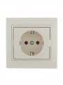Розетка 1-м СП Mira 16А IP20 с заземл. защ. шторки со вставкой керамика крем. LEZARD 701-0303-124 701-0303-124
