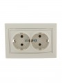 Розетка 2-м СП Mira 16А IP20 с заземл. со вставкой керамика крем. LEZARD 701-0303-127 701-0303-127