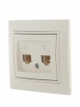 Розетка компьютерная + телефонная 2-м СП Mira RJ45 + RJ11 крем./крем.. LEZARD 701-0303-143 701-0303-143