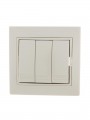 Выключатель 3-кл. СП Mira 10А IP20 со вставкой крем. LEZARD 701-0303-109 701-0303-109