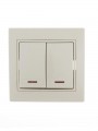 Выключатель 2-кл. СП Mira 10А IP20 с подсветкой со вставкой крем. LEZARD 701-0303-112 701-0303-112