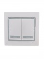 Выключатель 2-кл. СП Mira 10А IP20 с сер. вставкой бел. LEZARD 701-0215-101 701-0215-101