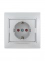 Розетка 1-м СП Mira 16А IP20 с заземл. защ. шторки со вставкой керамика сер. метал. LEZARD 701-1010-124 701-1010-124