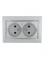 Розетка 2-м СП Mira 16А IP20 без заземл. со вставкой керамика сер. метал. LEZARD 701-1010-128 701-1010-128