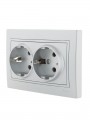 Розетка 2-м СП Mira 16А IP20 с заземл. со вставкой керамика сер. метал. LEZARD 701-1010-127 701-1010-127