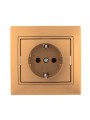 Розетка 1-м СП Mira 16А IP20 с заземл. со вставкой керамика зол. метал. LEZARD 701-1313-122 701-1313-122