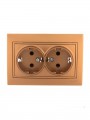 Розетка 2-м СП Mira 16А IP20 с заземл. со вставкой керамика зол. метал. LEZARD 701-1313-127 701-1313-127
