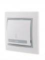 Переключатель проходной 1-кл. СП Mira 10А с сер. вставкой бел. LEZARD 701-0215-105 701-0215-105