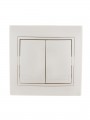 Выключатель 2-кл. СП Mira 10А IP20 со вставкой жемчуж./бел. перламутр. LEZARD 701-3030-101 701-3030-101
