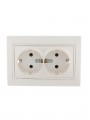 Розетка 2-м СП Mira 16А IP20 с заземл. со вставкой керамика жемчуж./бел. перламутр. LEZARD 701-3030-127 701-3030-127
