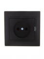 Розетка 1-м СП Mira 16А IP20 без заземл. со вставкой керамика черн. бархат LEZARD 701-4242-121 701-4242-121