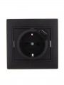Розетка 1-м СП Mira 16А с заземл. + USB разъем черн. бархат LEZARD 701-4242-181 701-4242-181