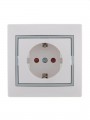 Розетка 1-м СП Mira 16А IP20 с заземл. защ. шторки с сер. вставкой керамика бел. LEZARD 701-0215-124 701-0215-124