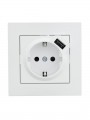 Розетка 1-м СП Vesna с заземл. с заряд. устройством USB механизм бел. LEZARD 742-0288-181 742-0288-181